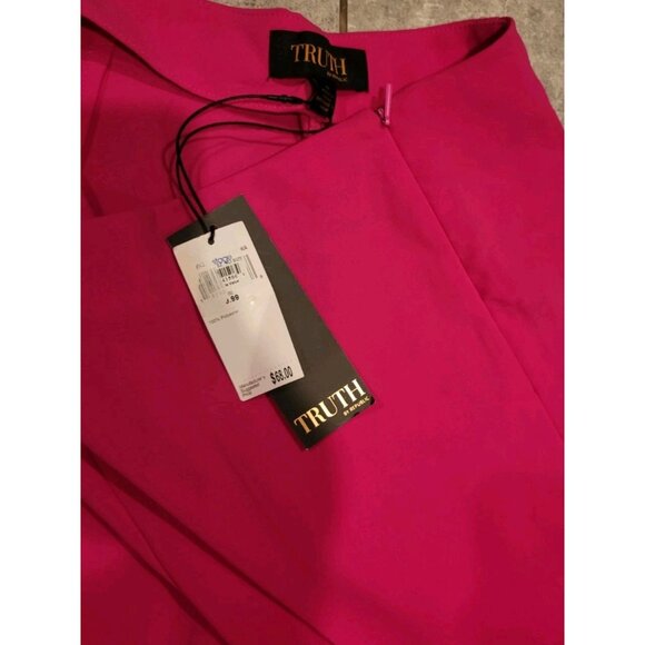 New Fuscia Pink Wide Leg High Rise Side Zip Dress Pants Sz 12 Truth By Republic - Picture 5 of 7